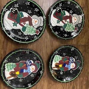 Vintage Holiday Christmas Snowfolk Centrum Hand Painted Plate Dishwasher Safe
